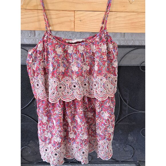 Chelsea & Violet Women's Size Med Floral Lace-Trim Sleeveless Tank TopMulticolor - Picture 2 of 7